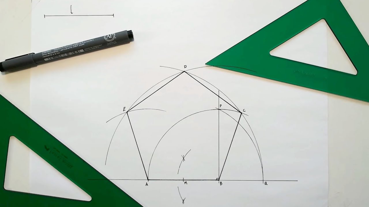 How to draw a regular pentagon knowing the length of one side 📏✋📐