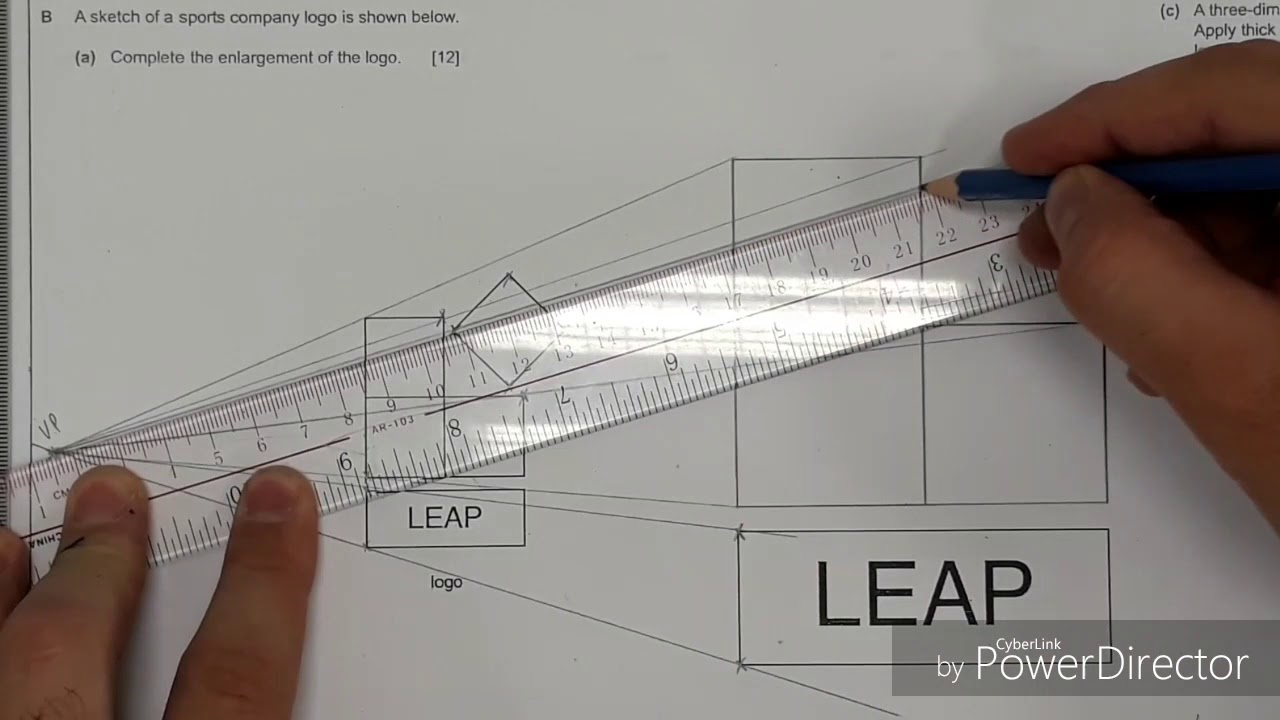 Enlargement Using A Vanishing Point. CIE IGCSE Design & Technology Graphic Products Revision. 0004