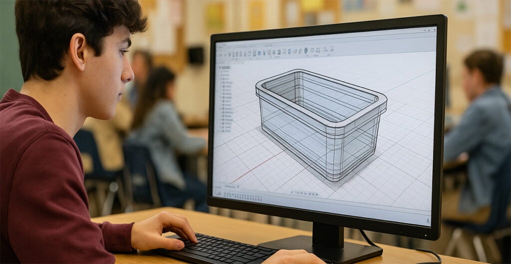 student using computer aided design