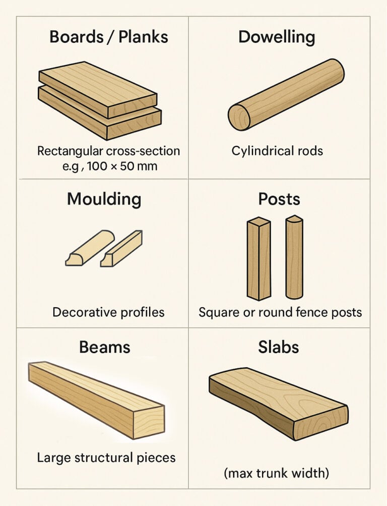 Tree Stock Types. Examples Different Types of Wood and their Properties