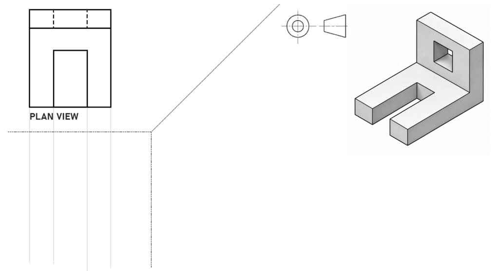 orthographic drawing projection lines