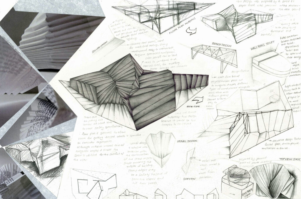 Paper mock-up used to help explore conceptual design