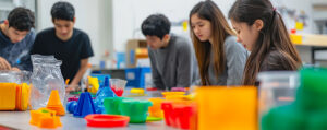 Studying types of plastic in the classroom