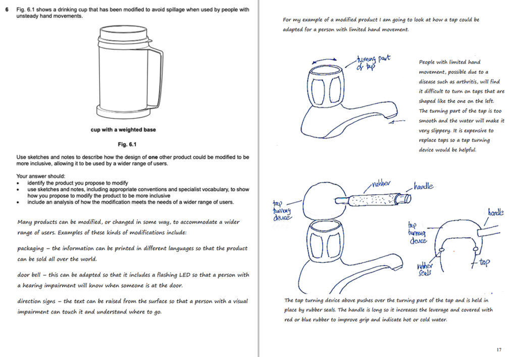 design modification question in AS Design & Technology exam