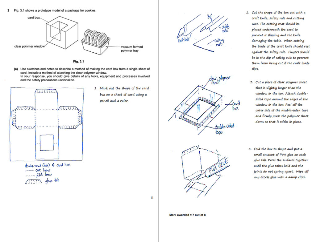 Sample production process question in AS Design & Technology