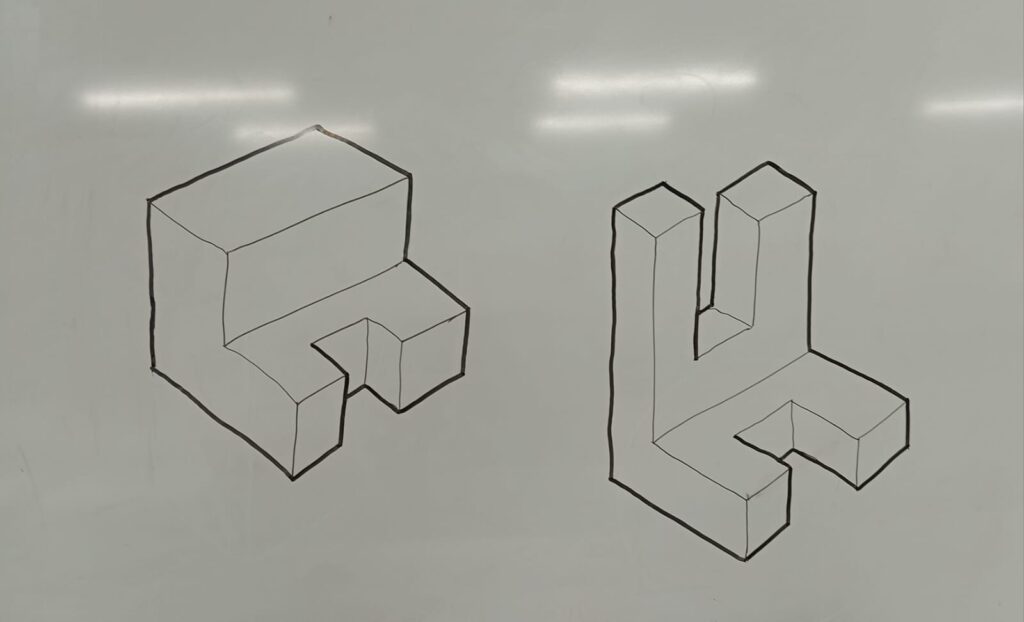 Example of thick and thin line technique.