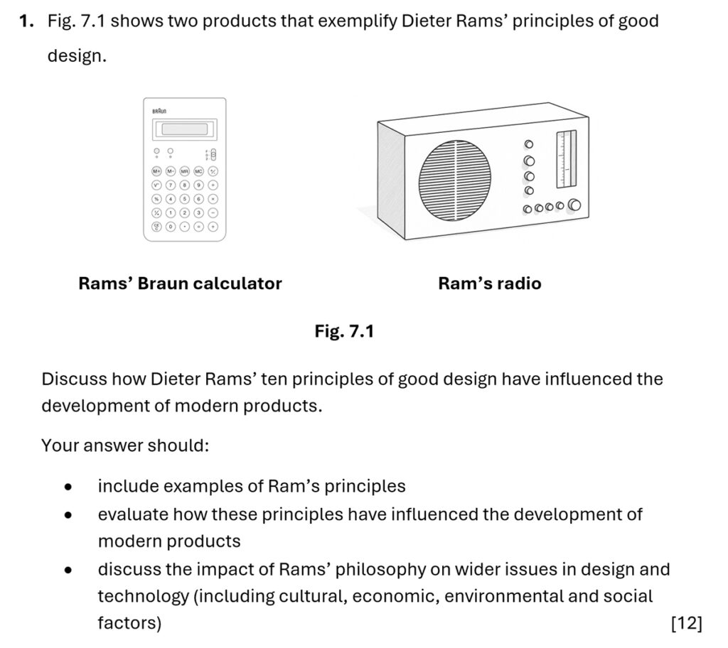 Dieter Rams essay question