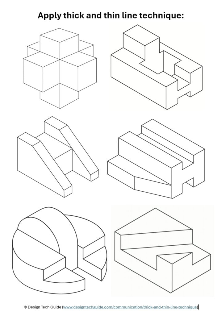 Thick and thin line technique worksheet